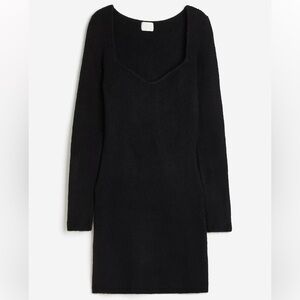 H&M | Womens Black Long Sleeve Soft Rib Knit Sweater Dress - Size XL (16/18)